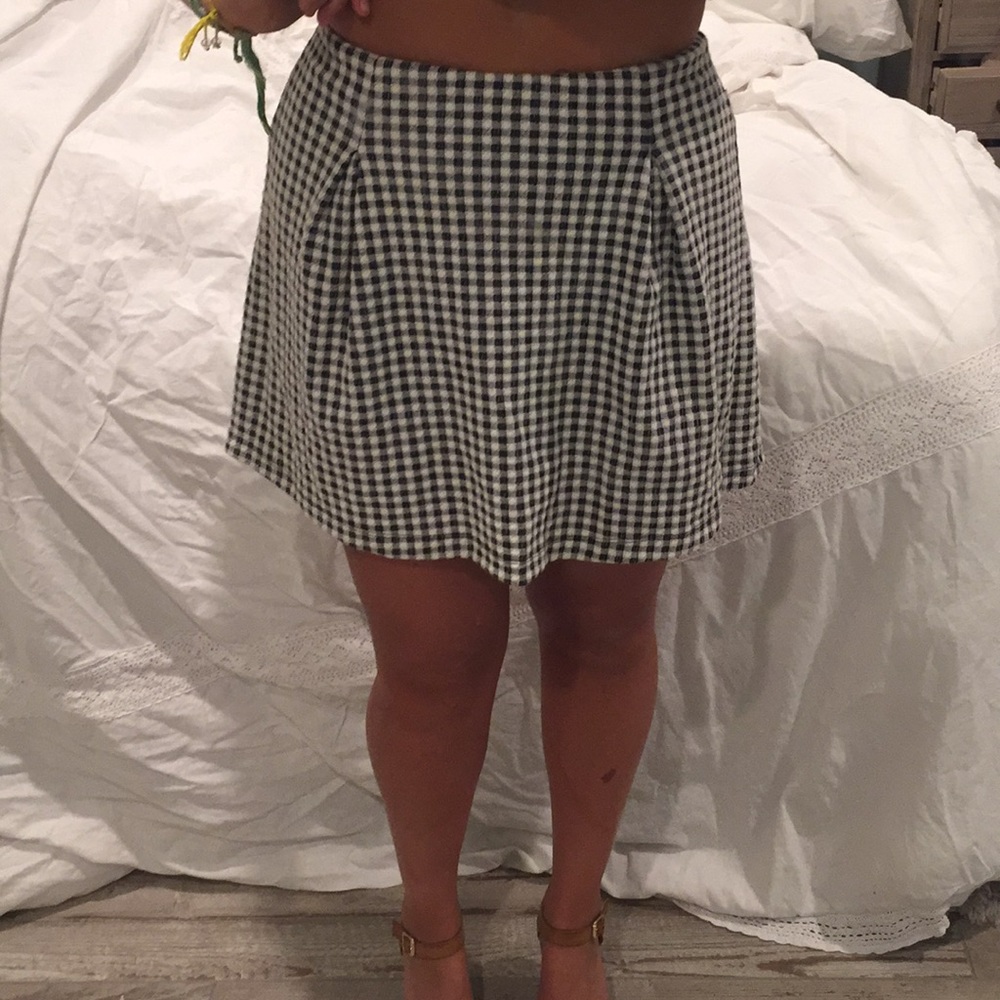 Black and white plaid pleated skirt🐼